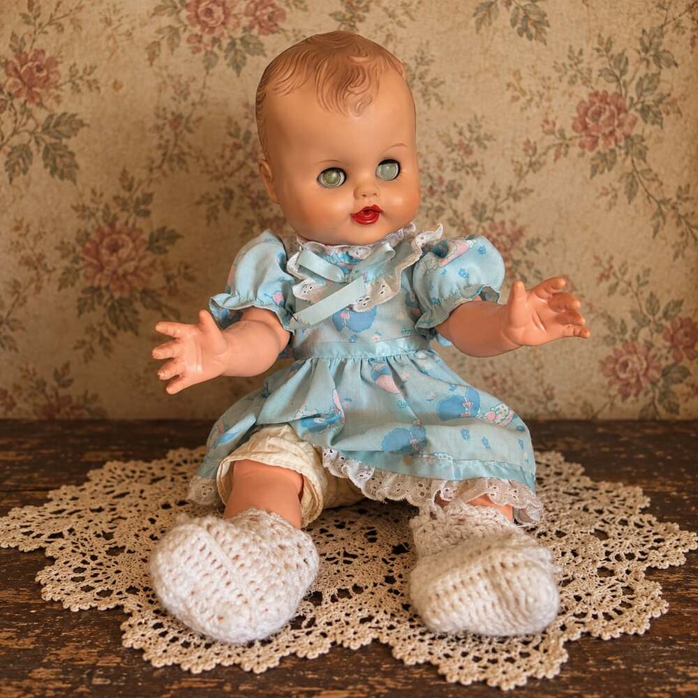 14” Vintage 1950s/60s Baby Doll Sleep Eyes Molded Hair PTN-8 14 Marked